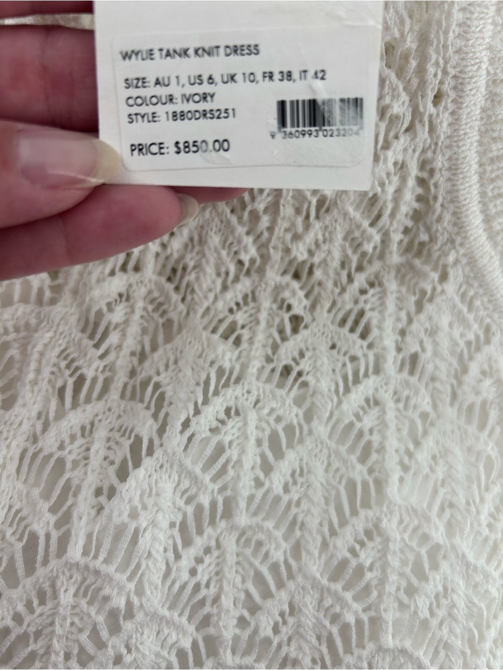 Zimmermann Wylie Open Stitch Cotton Knit Dress White women size AU 1 US 6 NWT - Picture 6 of 10
